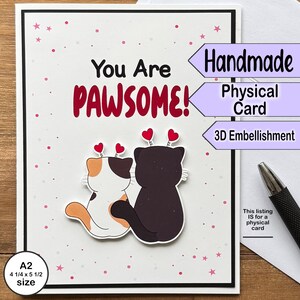 Vous êtes génial ! Carte de remerciement meilleur ami chat noir et calicot, carte de voeux faite main, intérieur vierge