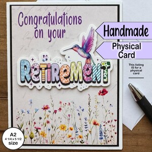 Félicitations pour votre retraite, carte pour la personne qui prend sa retraite, merci, appréciation, carte de voeux de célébration faite main, blanc à l'intérieur