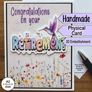 Congratulations On Your Retirement, Card for Person Retiring, Thank You, Appreciation, Handmade Celebration Greeting Card, Blank Inside