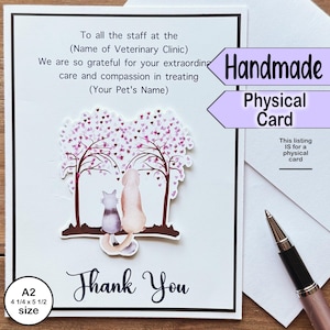 Carte de remerciements personnalisable mignonne faite main pour les vétérinaires | Note d'appréciation personnalisée Carte d'appréciation de la clinique vétérinaire Amoureux des animaux de compagnie Merci