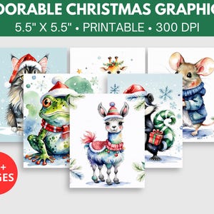 Entzückende Aquarell Weihnachtsfiguren, Aufkleber, Kartengrafiken, Geschichtenbilder