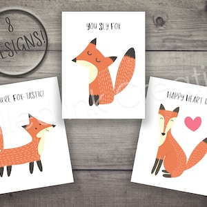 Cute Fox Valentine Printables - Instant Download!