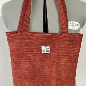 Tote bag en velours côtelé Tabac