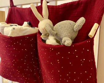 Range doudou, rangement de lit bébé, organisateur de lit personnalisé tétine cadeau de naissance