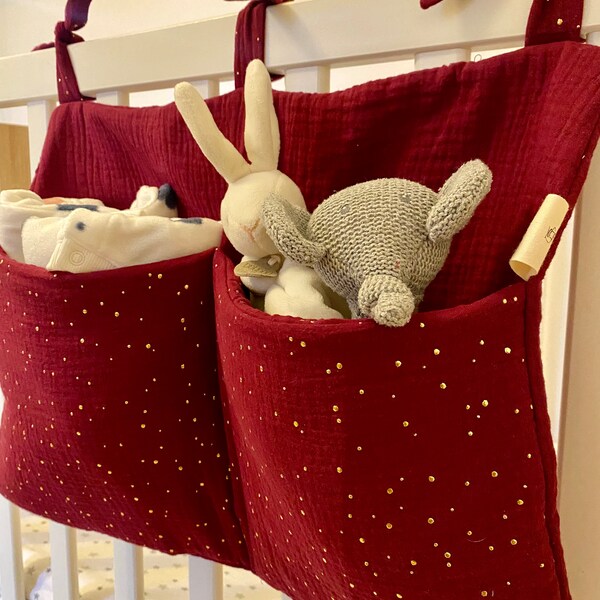 Range doudou, rangement de lit bébé, organisateur de lit personnalisé tétine cadeau de naissance