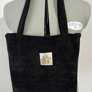 Tote bag en velours côtelé Schwarz