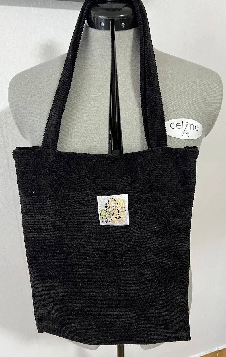 Tote bag en velours côtelé Noir