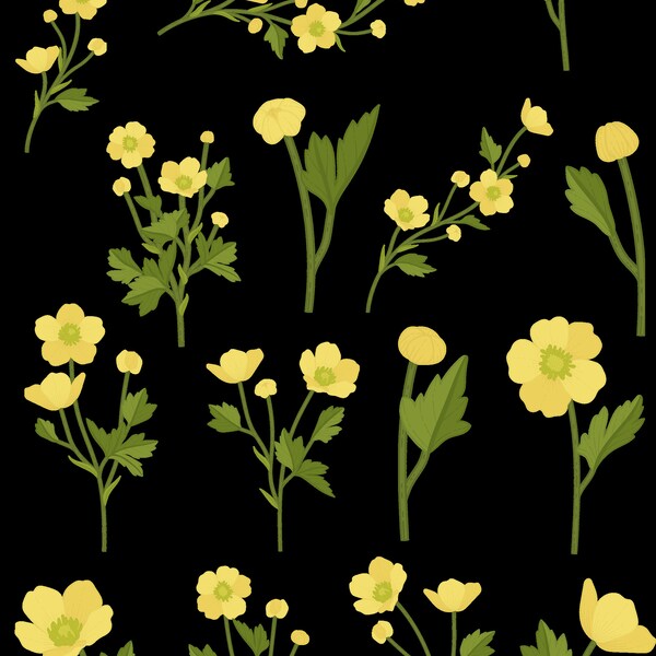 Flowers Sticker Sheet- Yellow Buttercup | Nature Stickers, Planner Stickers, Scrapbook Stickers