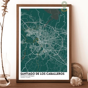 Mapa de Santiago, Arte de Mapa Imprimível, Mapa da Cidade de Santiago, Cartaz de Mapa, Impressão de Mapa, Mapa de Santiago, Impressão de Mapa de Santiago, Arte de Mapa, Mapa da República Dominicana