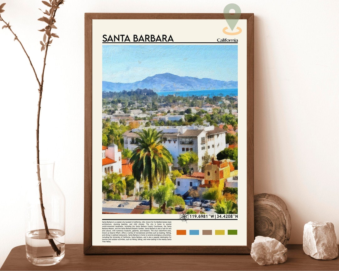 Santa Barbara Print, Santa Barbara Poster, Santa Barbara Wall Art, Santa Barbara Travel, Santa