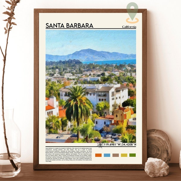 Santa Barbara Print, Santa Barbara Poster, Santa Barbara Wall Art, Santa Barbara Travel, Santa Barbara art print, Santa Barbara, California