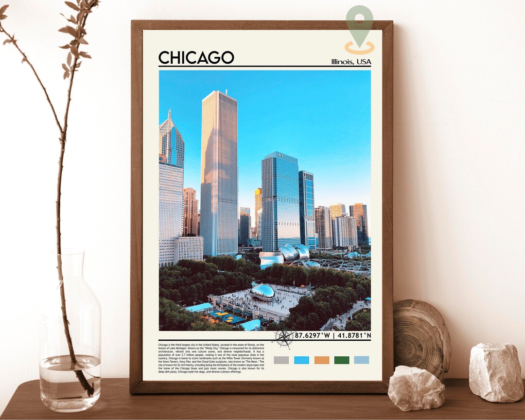 Chicago Print, Chicago Poster, Chicago Wall Art, Chicago Travel ...