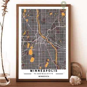 Mapa de Minneapolis, Impresión de mapas de Minneapolis, Mapa personalizado de Minneapolis, Arte de la pared de Minneapolis, Mapa de la ciudad de Minneapolis, Mapa de Minneapolis Minnesota