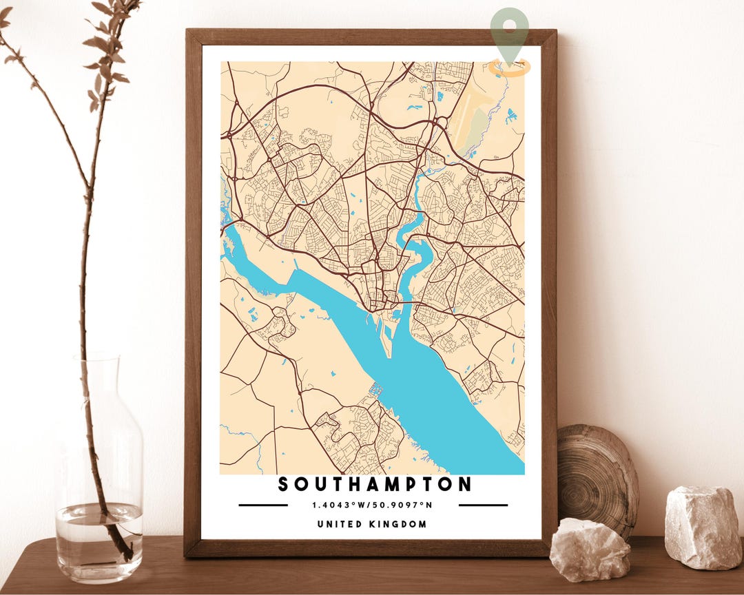 Southampton Map, Southampton Map Print, Southampton Personalized Map ...