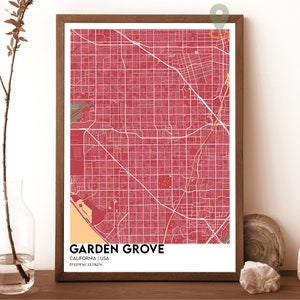 Garden Grove Karte, Garden Grove Karte Druck, Garten Grove personalisierte Karte, Garten Grove Wandkunst, Garten Grove Kalifornien Plakat