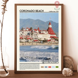 Impresión de Coronado Beach, Cartel de Coronado Beach, Arte de la pared de Coronado Beach, Viajes a Coronado Beach, Impresión de arte de Coronado Beach, Coronado Beach