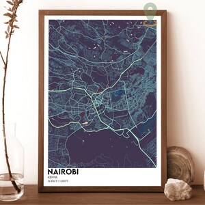 Mapa de Nairóbi, Impressão de mapa de Nairóbi, Mapa da cidade de Nairóbi, Arte de parede de Nairóbi, Pôster de viagem de Nairóbi, Pôster de Nairóbi, Foto de Nairóbi, Nairóbi Quênia