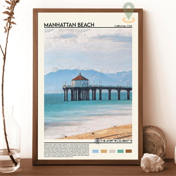 Manhattan Beach Print, Manhattan Beach Poster, Manhattan Beach Wall Art, Manhattan Beach Travel, Manhattan Beach art print, Manhattan Beach