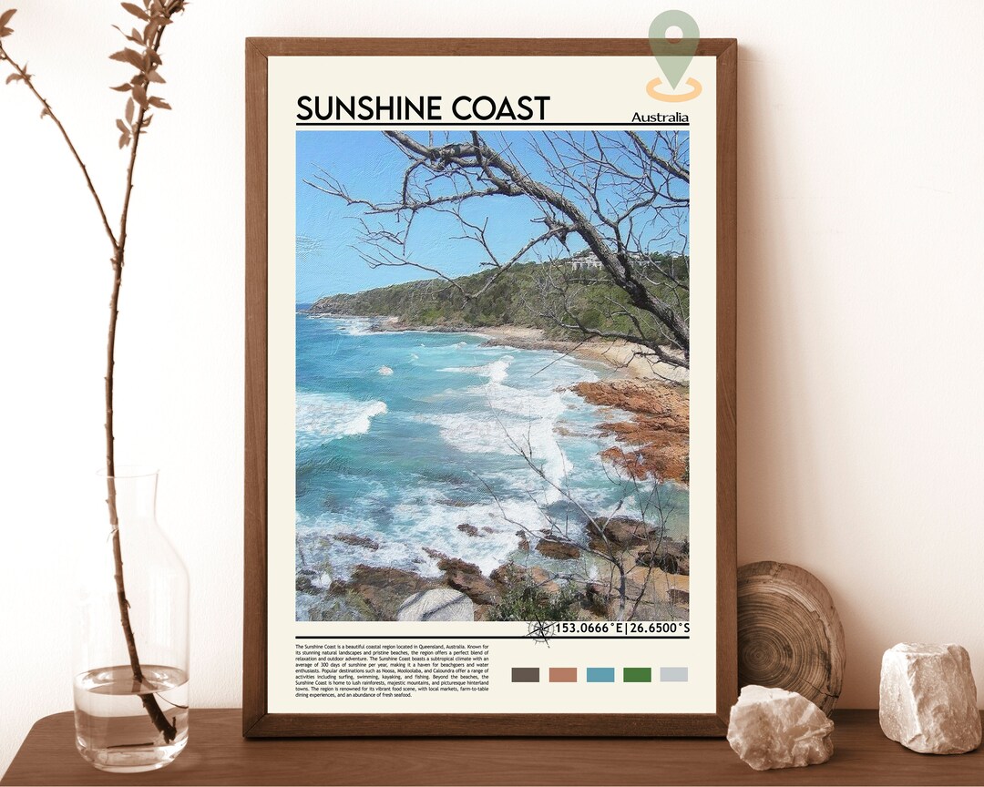 Sunshine Coast Print, Sunshine Coast Poster, Sunshine Coast Wall Art, Sunshine Coast Travel