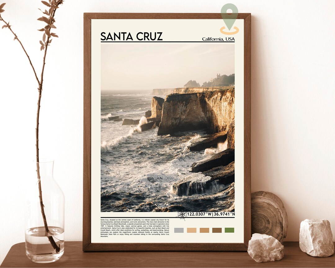Santa Cruz Print, Santa Cruz Poster, Santa Cruz Wall Art, Santa Cruz