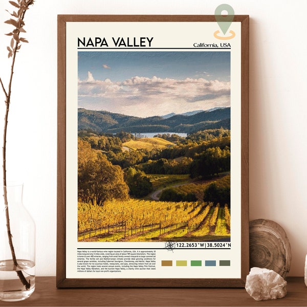 Napa Valley Print, Napa Valley Poster, Napa Valley Wall Art, Napa Valley Travel, Napa Valley art print, Napa Valley artwork, California