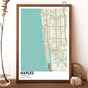 Kaart Napels, kaart Napels afdrukken, kunst aan de muur Napels, reisposter Napels, poster Napels, foto van Napels, stadskaart Napels, poster Napels, Florida