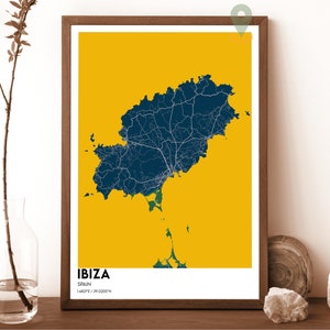 Mapa de Ibiza, Impresión de mapas de Ibiza, Mapa personalizado de Ibiza, Arte de la pared de Ibiza, Cartel de viaje de Ibiza, Cartel de Ibiza, Foto de Ibiza, Ibiza España