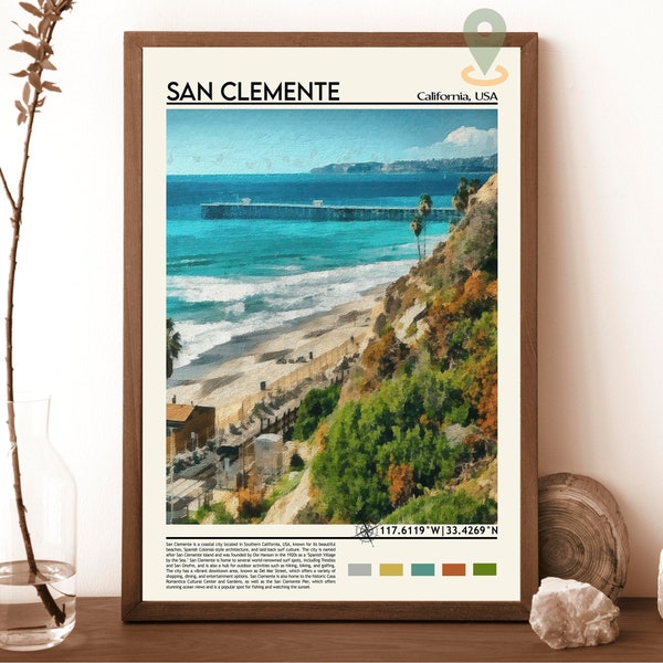 San Clemente Travel Poster, San Clemente Wall Art, San Clemente Poster Print, San Clemente Photo, San Clemente Decor, California, USA