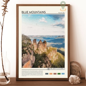 Impresión de viaje a las Montañas Azules Arte de pared Colgante de pared de las Montañas Azules Decoración del hogar Regalo de las Montañas Azules Arte de pared para amantes Impresión de viaje a Australia