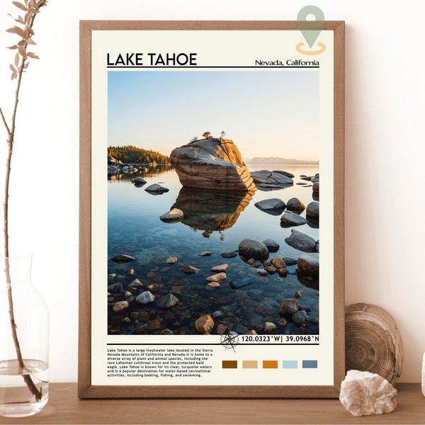 Lake Tahoe Print, Lake Tahoe Art, Lake Tahoe Poster, Lake Tahoe Photo, Lake Tahoe Poster Print, Lake Tahoe painting, Nevada Travel poster