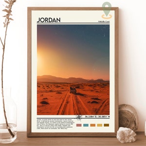 Jordanien Print, Vintage Poster, Jordanien Wandkunst, Jordanien Poster, Jordanien Foto, Jordanien Kunst, Jordanien Wanddekor, Jordanien Reise, Jordanien Karte