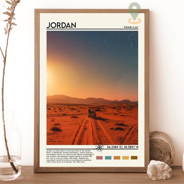 Jordan Print, Vintage poster, Jordan  Wall Art, Jordan Poster, Jordan Photo, Jordan art, Jordan Wall Decor, Jordan travel, Jordan map
