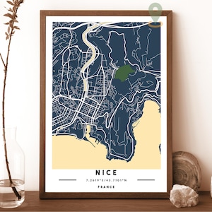 Nizza Karte, Nizza Karte, Nizza Wandkunst, Nizza Reiseplakat, Nizza Plakat, Nizza Foto, Nizza Stadtplan, Nizza Frankreich, Nizza Stadtplakat