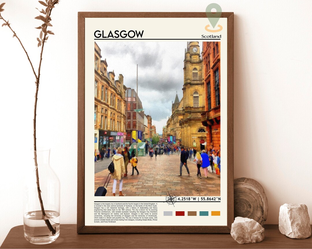 Glasgow Print, Glasgow Poster, Glasgow Wall Art, Glasgow Travel, Glasgow Art Print, Glasgow