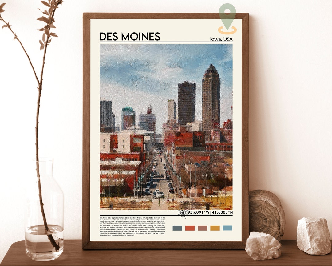 Des Moines Print, Des Moines Poster, Des Moines Wall Art, Des Moines Travel Print, Des Moines