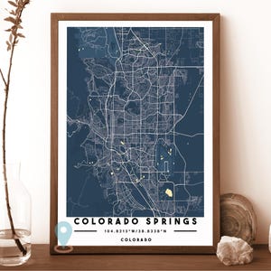 Carte de Colorado Springs, impression de carte de Colorado Springs, art mural Colorado Springs, affiche de voyage de Colorado Springs, affiche de Colorado Springs