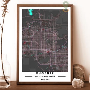 Carte de Phoenix, impression de carte de Phoenix, carte personnalisée de Phoenix, art mural Phoenix, affiche de voyage de Phoenix, affiche de Phoenix, affiche de Phoenix en Arizona
