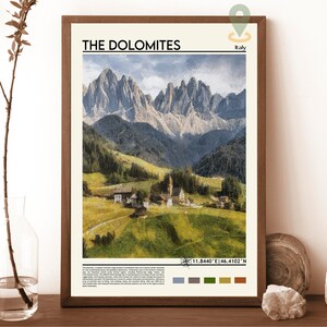 Impresión de las Dolomitas, póster de viaje a las Dolomitas, arte mural de las Dolomitas, impresión artística de Italia, fotografía de las Dolomitas, impresión de una estación de esquí, póster del valle del Piave