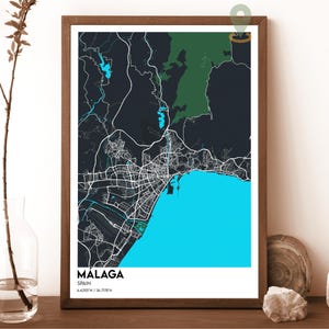 Malaga Karte, Malaga Karte Druck, Malaga Wandkunst, Malaga Reiseplakat, Malaga Poster, Malaga Foto, Malaga Stadtplan, Malaga Spanien Poster