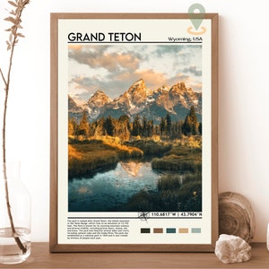 Grand Teton Print, Vintage poster, Grand Teton Art, Grand Teton Poster, Grand Teton Photo, Grand Teton Poster Print, Wyoming poster