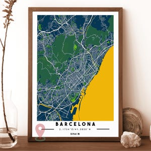 Carte de Barcelone, impression de carte de Barcelone, art mural de Barcelone, affiche de voyage de Barcelone, affiche de Barcelone, photo de Barcelone, ville de Barcelone, Espagne