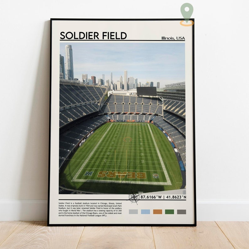 Soldier Field Print Soldier Field Poster Soldier Field Wall Etsy
