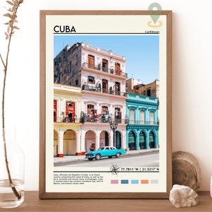 Póster vintage, póster de viaje, arte mural de Cuba, póster de Cuba, foto de Cuba, impresión de póster de Cuba, decoración de pared de Cuba, póster de La Habana, arte de Cuba
