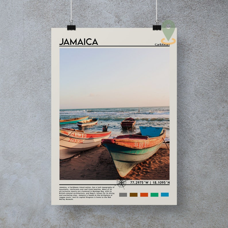 Jamaica Travel Poster Jamaica Print Jamaica Wall Art Etsy