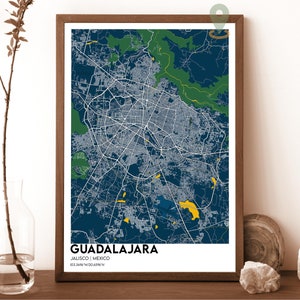 Mapa de Guadalajara, Impresión de mapas de Guadalajara, Mapa personalizado de Guadalajara, Arte de la pared de Guadalajara, Guadalajara México, Cartel de Jalisco
