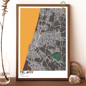 Carte de Tel-Aviv, impression de carte de Tel-Aviv, carte de la ville de Tel-Aviv, art mural de Tel-Aviv, affiche de voyage de Tel-Aviv, affiche de Tel-Aviv, photo de Tel-Aviv Israël
