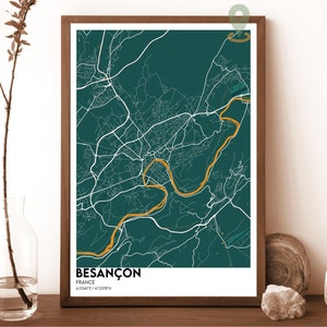 Mapa de Besançon, Impressão de mapa de Besançon, Arte de mapa personalizada de Besançon, Arte de parede de Besançon, Pôster de viagem de Besançon, Presente de viagem, Poste de Besançon,
