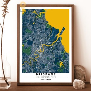 Mapa de Brisbane, Impressão de Mapa de Brisbane, Arte de Parede de Brisbane, Pôster de Viagem de Brisbane, Pôster de Brisbane, Foto de Brisbane, Cidade de Brisbane Austrália