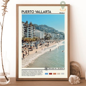 Impresión de Puerto Vallarta, póster vintage, arte de Puerto Vallarta, póster de Puerto Vallarta, foto de Puerto Vallarta, póster de México, regalo de viaje