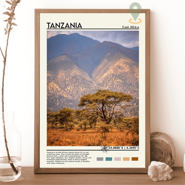 Tanzania Print, Vintage poster, Tanzania Art, Tanzania Poster, Tanzania Photo, Tanzania Poster Print, Tanzania Wall Decor, Travel gift